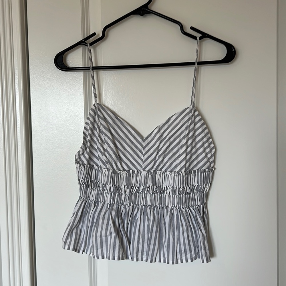 Express Striped Peplum Cami Tank M